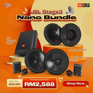 JBL Stage3 Nano Bundle – Car Audio Upgrade Set (BassPro Nano + Stage3 627F + 607CF)