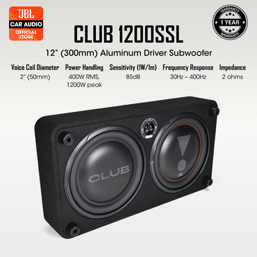 JBL CLUB 1200SSL - 12" 2 Ohm Subwoofer and 12" Passive Radiator