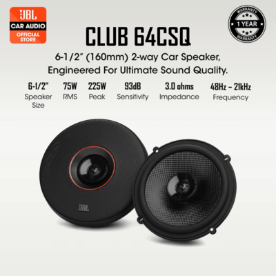 JBL CLUB-64CSQ 6.5' Inch 2 Way Component Speaker