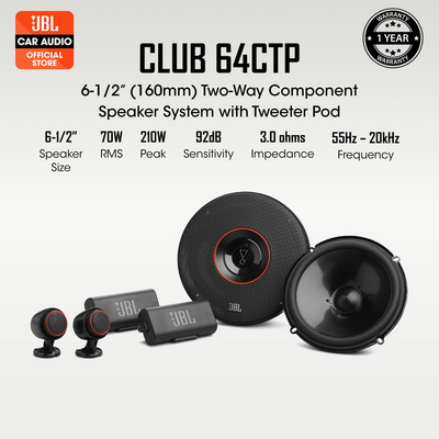 JBL CLUB-64CTP 6.5' Inch 2 Way Component with Tweeter Stand