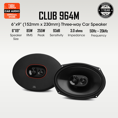JBL CLUB-964M 6 x 9' 3 Way Coaxial Speaker