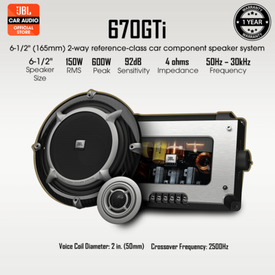 JBL 670-GTI 6.5' Inch 2 Way Component Speaker