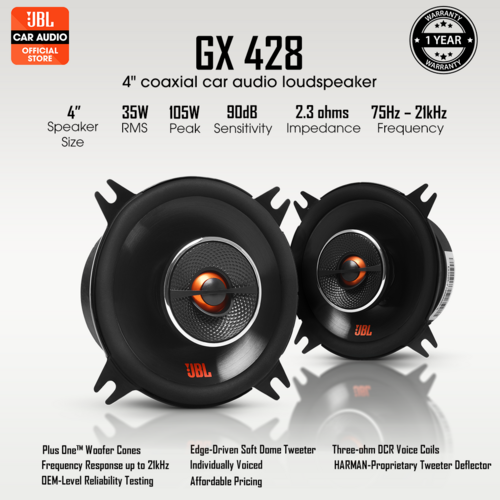JBL GX-428 4' Inch 2 Way Coaxial Speaker - JBL Malaysia Car Audio