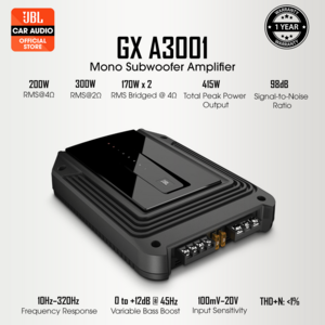JBL GX-A3001 Class D Car Audio Mono Subwoofer Amplifier