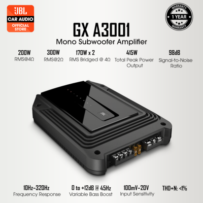 JBL GX-A3001 Class D Car Audio Mono Subwoofer Amplifier