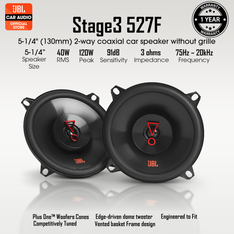 JBL STAGE3-527F 5' Inch 2 Way Coaxial Speaker - JBL Malaysia Car Audio