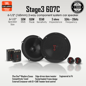 JBL STAGE3-607C 6.5' Inch 2 Way Component Speaker (with Grilles)