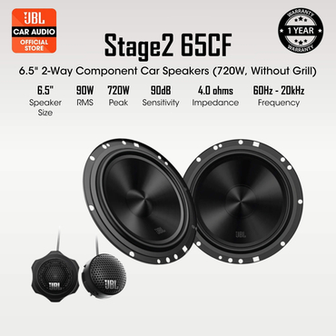 JBL Stage2 65CF – 6.5" 2-Way Component Car Speakers (720W, Without Grill)