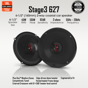 JBL STAGE3-627 6.5' Inch 2 Way Coaxial Speaker (with Grilles)